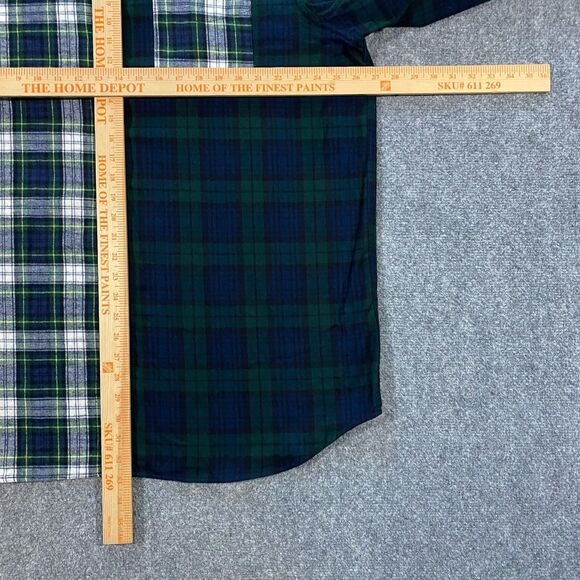 L.L. Bean Scotch Plaid Colorblock Flannel Shirt Adult XL Blue Green Blackwatch - Picture 13 of 16